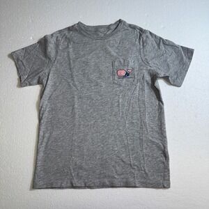 Vineyard Vines Boys Gray School Whale Pocket T-Shirt Sz Small 8-10 Short Sleeve